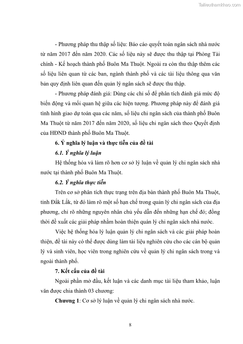 Luận văn thạc sĩ quản lý công Quản lý chi ngân sách nhà nước trên địa bàn thành phố Buôn Ma Thuột, tỉnh Đắk Lắk - 2 Trang 19