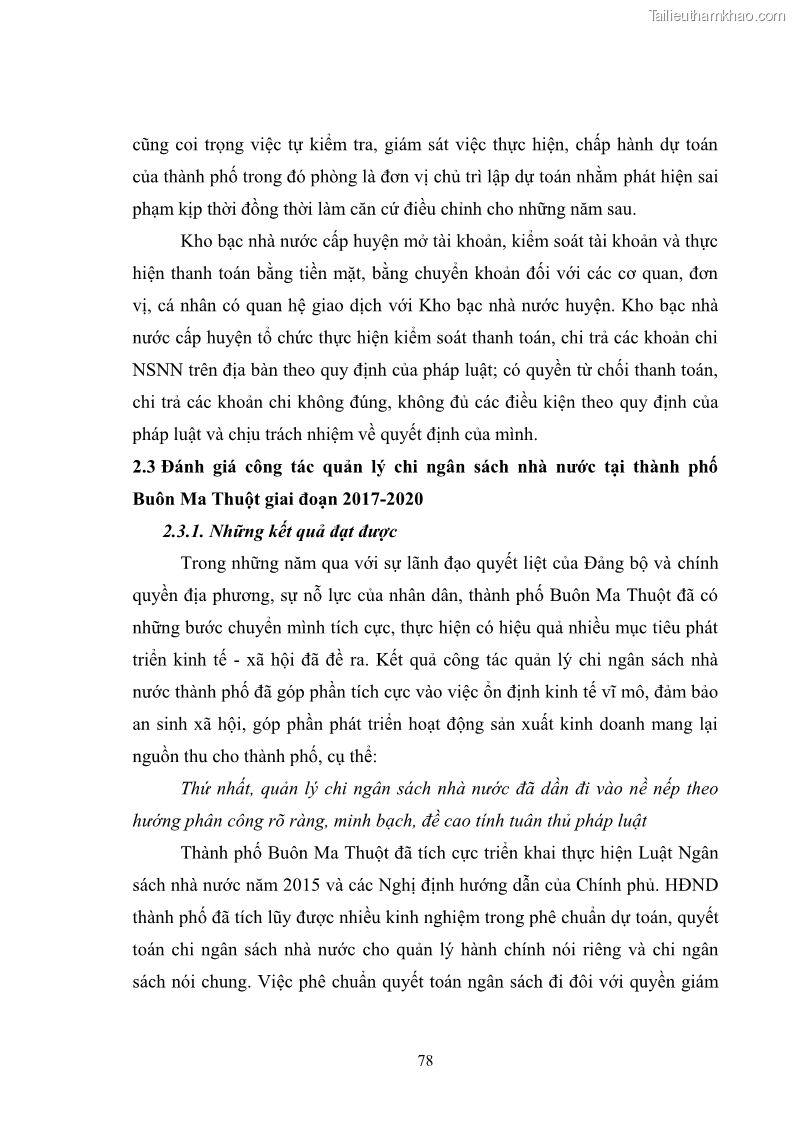 Luận văn thạc sĩ quản lý công Quản lý chi ngân sách nhà nước trên địa bàn thành phố Buôn Ma Thuột, tỉnh Đắk Lắk - 8 Trang 89