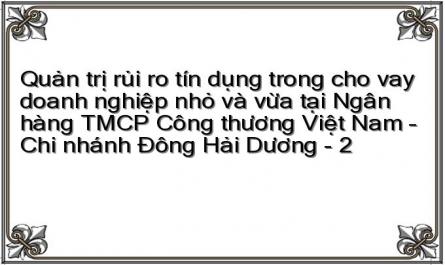 Quản trị rủi ro tín dụng trong cho vay doanh nghiệp nhỏ và vừa tại Ngân hàng TMCP Công thương Việt Nam – Chi nhánh Đông Hải Dương - 2