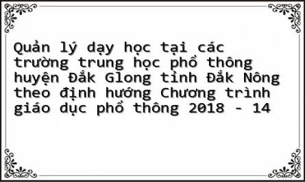 Quản lý dạy học tại các trường trung học phổ thông huyện Đắk Glong tỉnh Đắk Nông theo định hướng Chương trình giáo dục phổ thông 2018 - 14