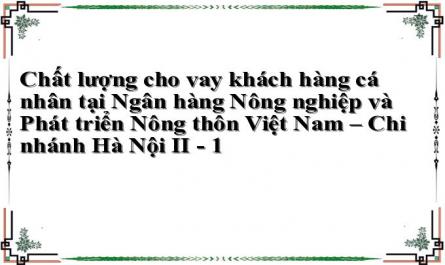Chất lượng cho vay khách hàng cá nhân tại Ngân hàng Nông nghiệp và Phát triển Nông thôn Việt Nam – Chi nhánh Hà Nội II - 1