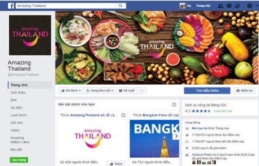 Hình 2 Hình ảnh Facebook chính thức của Amazing Thailand Bảng 2 Thống kê về 2 1