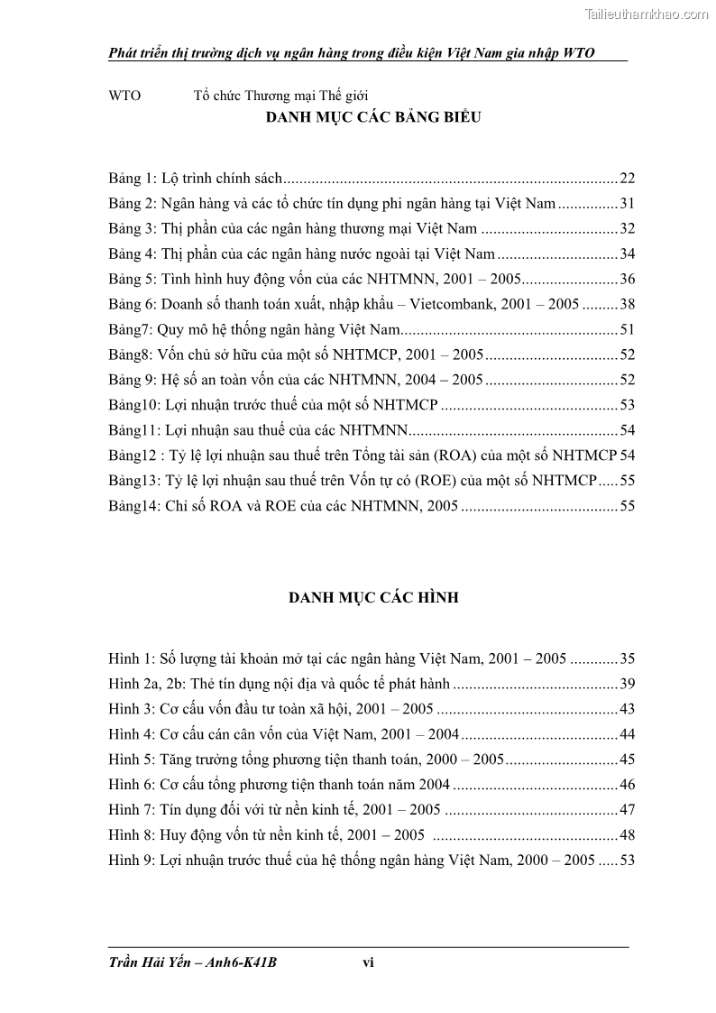 Khóa luận tốt nghiệp Phát triển thị trường dịch vụ ngân hàng trong điều kiện Việt Nam gia nhập WTO - 1 Trang 7
