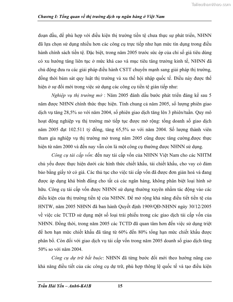 Khóa luận tốt nghiệp Phát triển thị trường dịch vụ ngân hàng trong điều kiện Việt Nam gia nhập WTO - 2 Trang 23