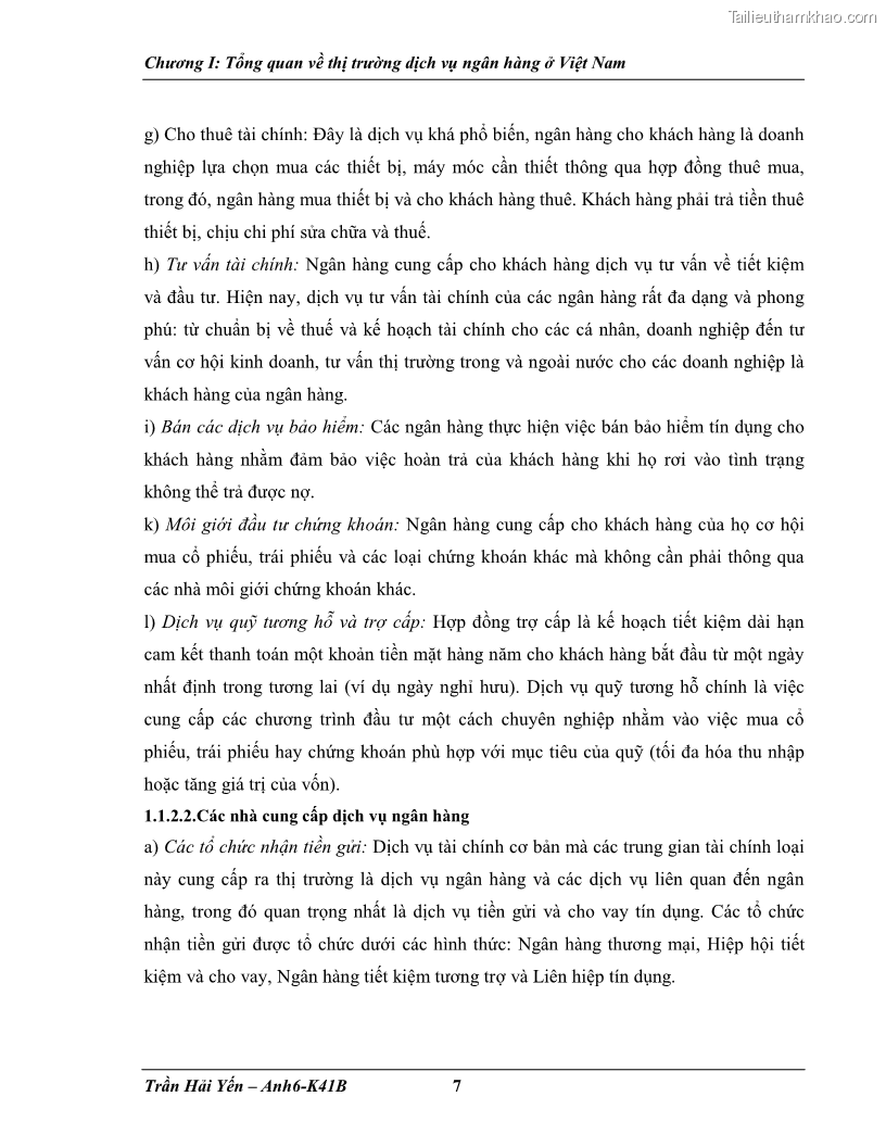 Khóa luận tốt nghiệp Phát triển thị trường dịch vụ ngân hàng trong điều kiện Việt Nam gia nhập WTO - 2 Trang 15