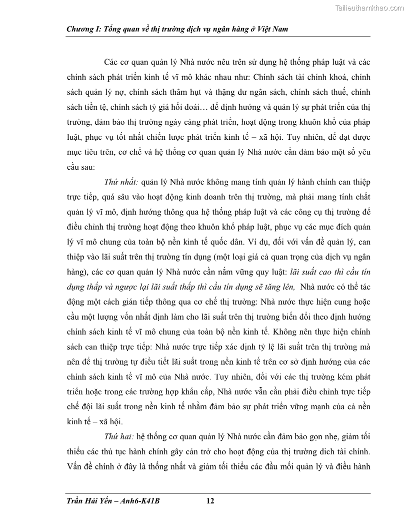 Khóa luận tốt nghiệp Phát triển thị trường dịch vụ ngân hàng trong điều kiện Việt Nam gia nhập WTO - 2 Trang 20