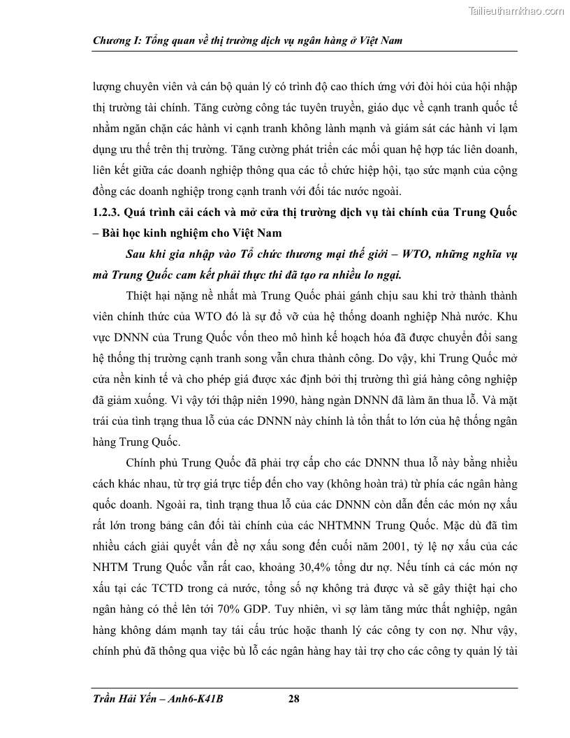 Khóa luận tốt nghiệp Phát triển thị trường dịch vụ ngân hàng trong điều kiện Việt Nam gia nhập WTO - 3 Trang 36