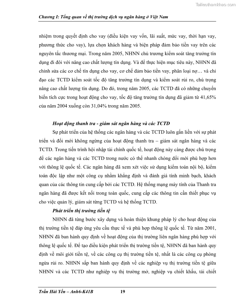 Khóa luận tốt nghiệp Phát triển thị trường dịch vụ ngân hàng trong điều kiện Việt Nam gia nhập WTO - 3 Trang 27