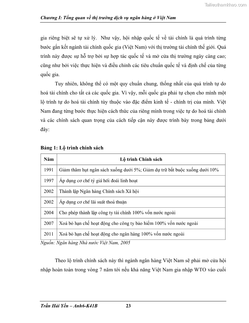 Khóa luận tốt nghiệp Phát triển thị trường dịch vụ ngân hàng trong điều kiện Việt Nam gia nhập WTO - 3 Trang 31