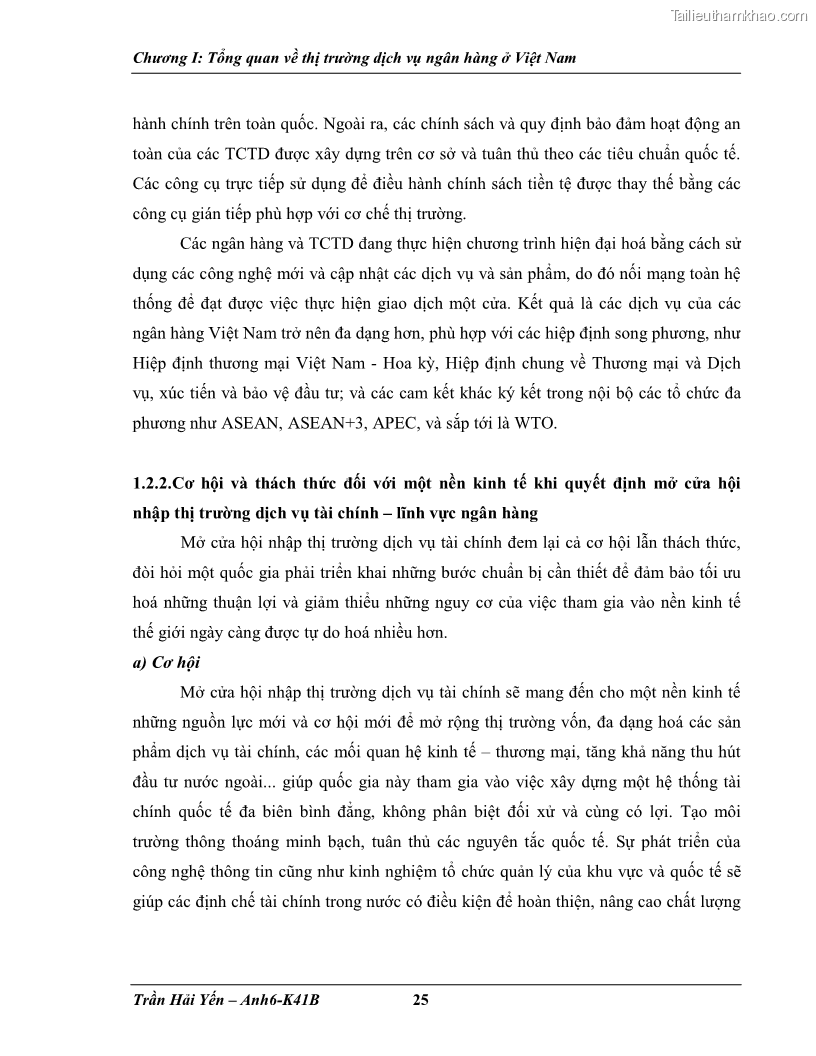Khóa luận tốt nghiệp Phát triển thị trường dịch vụ ngân hàng trong điều kiện Việt Nam gia nhập WTO - 3 Trang 33