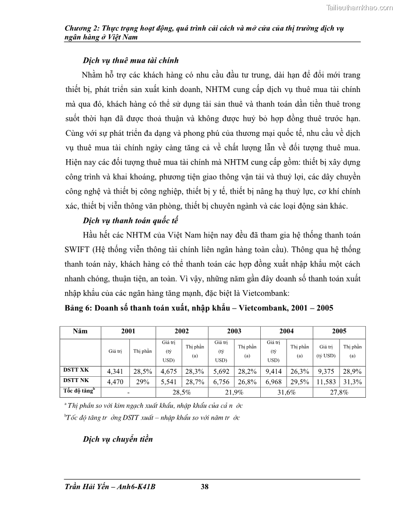 Khóa luận tốt nghiệp Phát triển thị trường dịch vụ ngân hàng trong điều kiện Việt Nam gia nhập WTO - 4 Trang 47