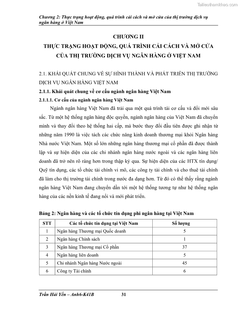 Khóa luận tốt nghiệp Phát triển thị trường dịch vụ ngân hàng trong điều kiện Việt Nam gia nhập WTO - 4 Trang 40
