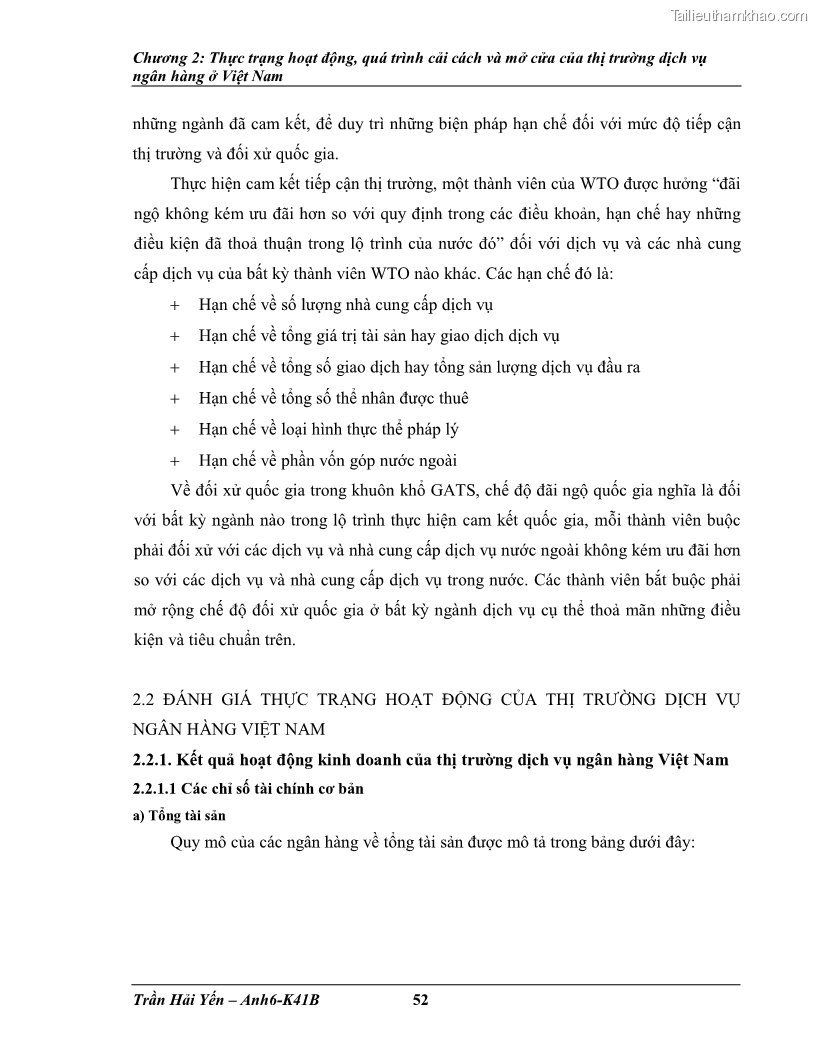Khóa luận tốt nghiệp Phát triển thị trường dịch vụ ngân hàng trong điều kiện Việt Nam gia nhập WTO - 6 Trang 61