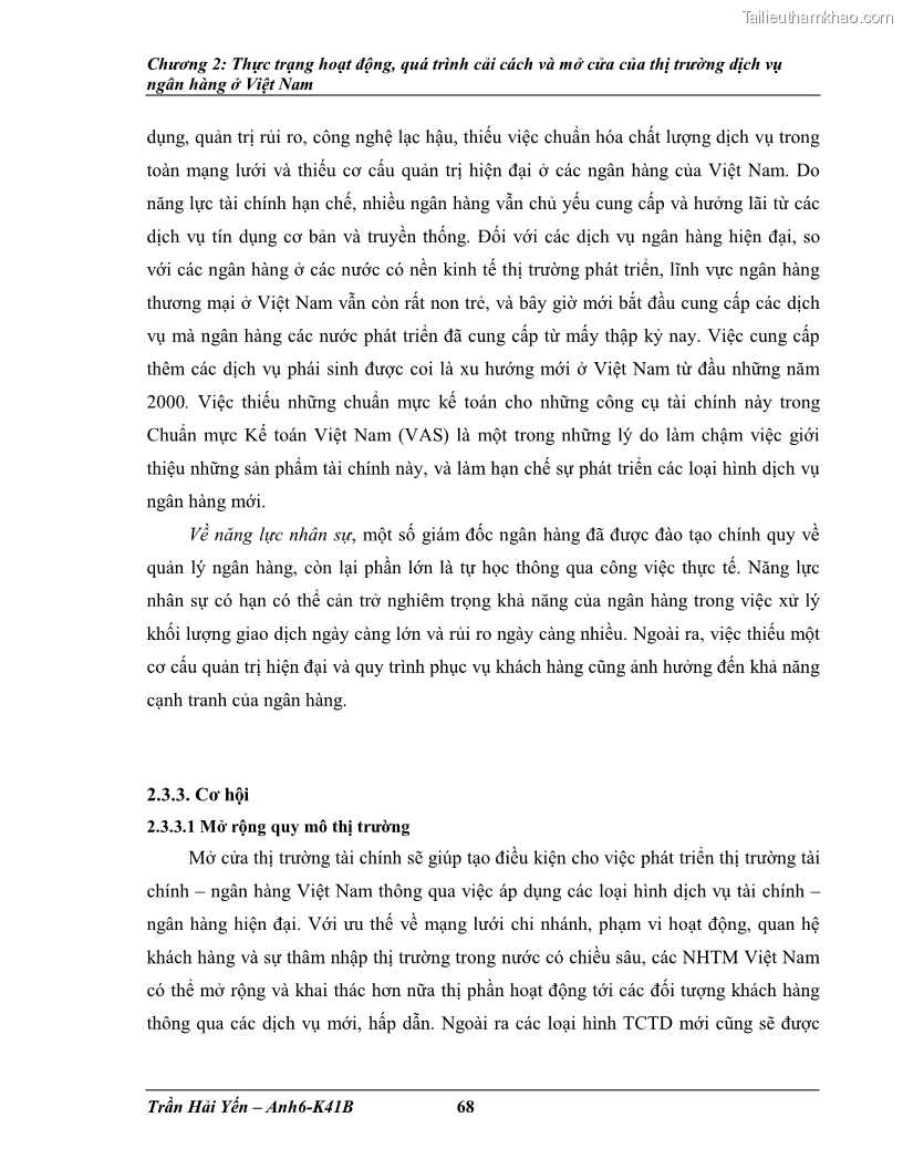 Khóa luận tốt nghiệp Phát triển thị trường dịch vụ ngân hàng trong điều kiện Việt Nam gia nhập WTO - 7 Trang 77