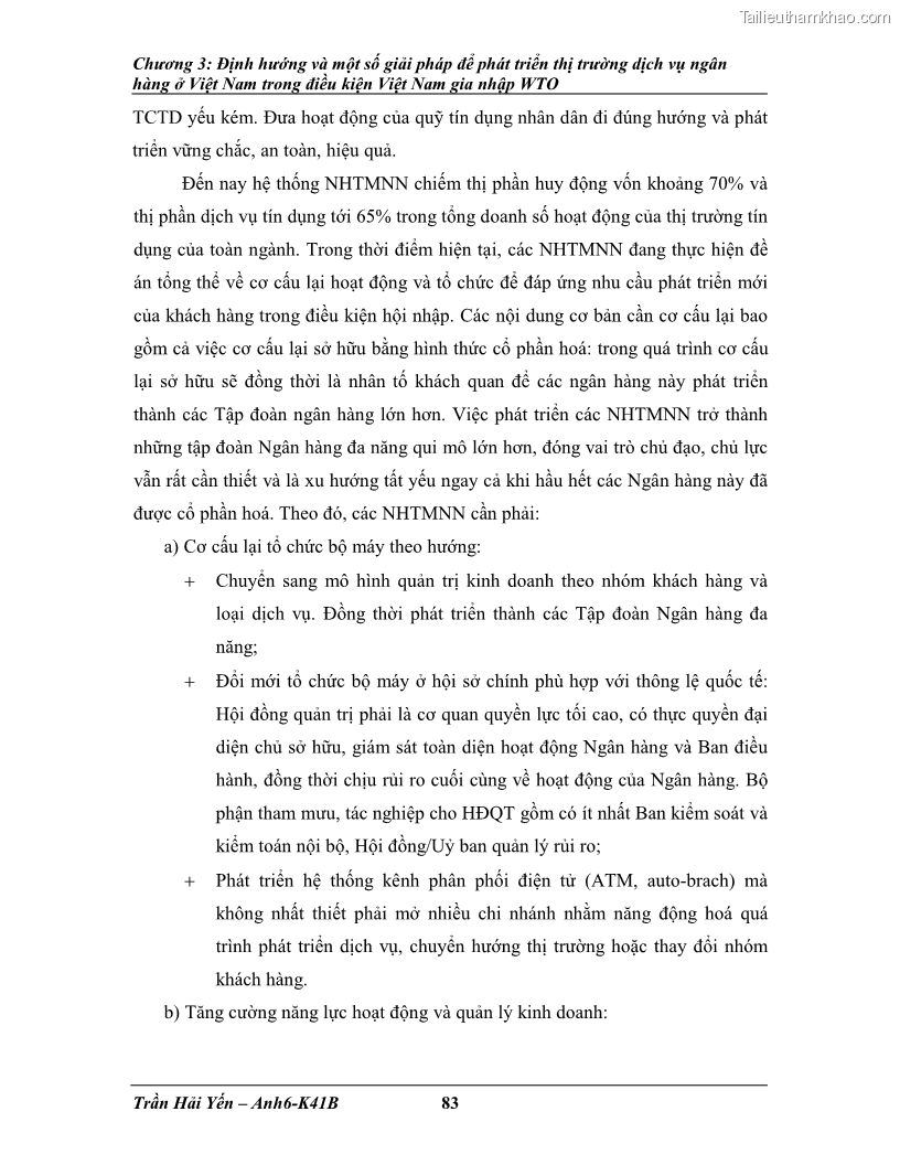 Khóa luận tốt nghiệp Phát triển thị trường dịch vụ ngân hàng trong điều kiện Việt Nam gia nhập WTO - 8 Trang 94