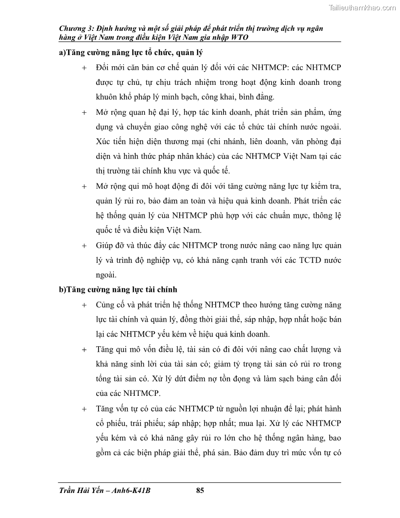 Khóa luận tốt nghiệp Phát triển thị trường dịch vụ ngân hàng trong điều kiện Việt Nam gia nhập WTO - 8 Trang 96