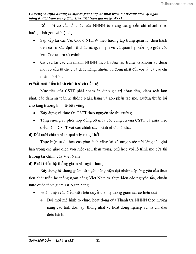 Khóa luận tốt nghiệp Phát triển thị trường dịch vụ ngân hàng trong điều kiện Việt Nam gia nhập WTO - 8 Trang 92