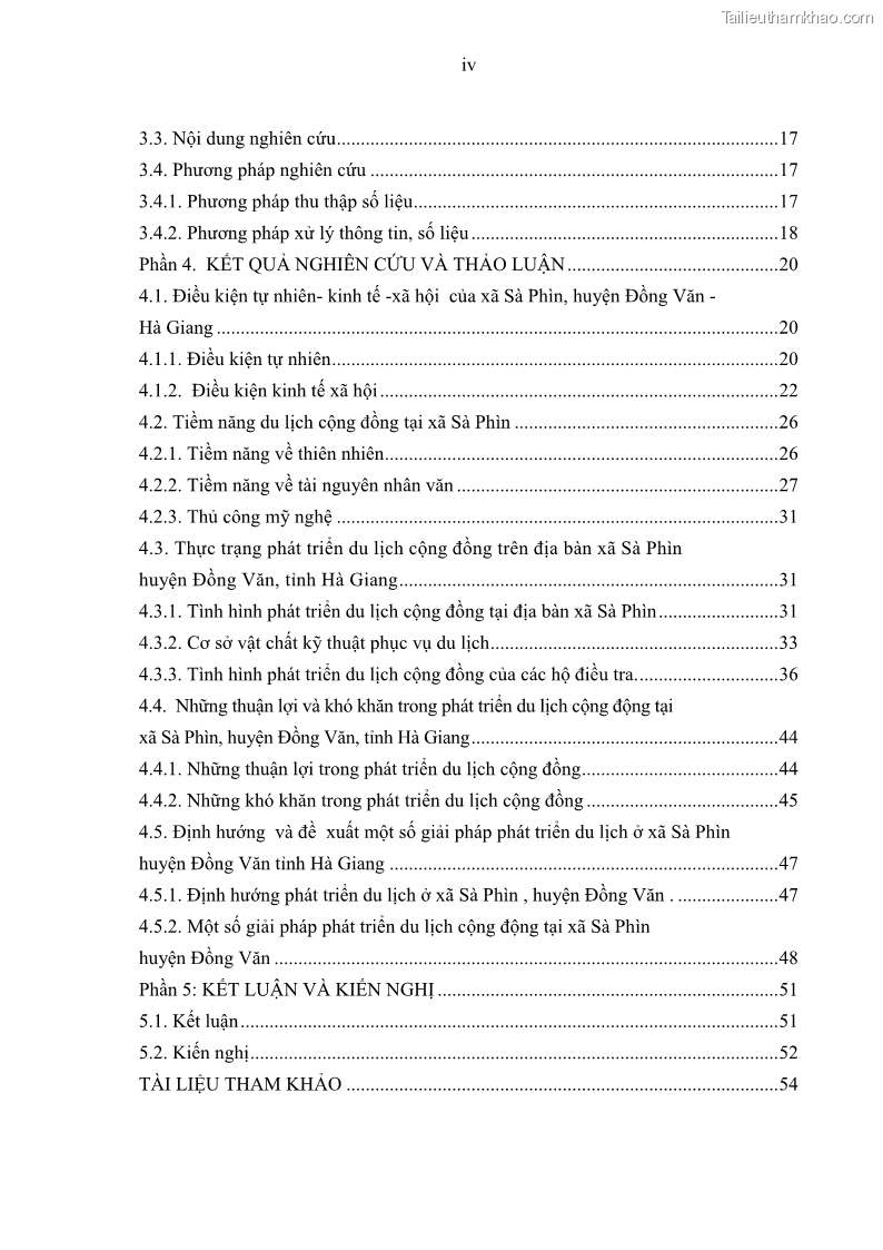 Khoá luận tốt nghiệp đại học Giải pháp phát triển du lịch cộng đồng tại địa bàn xã Sà Phìn, huyện Đồng Văn, tỉnh Hà Giang - 1 Trang 6