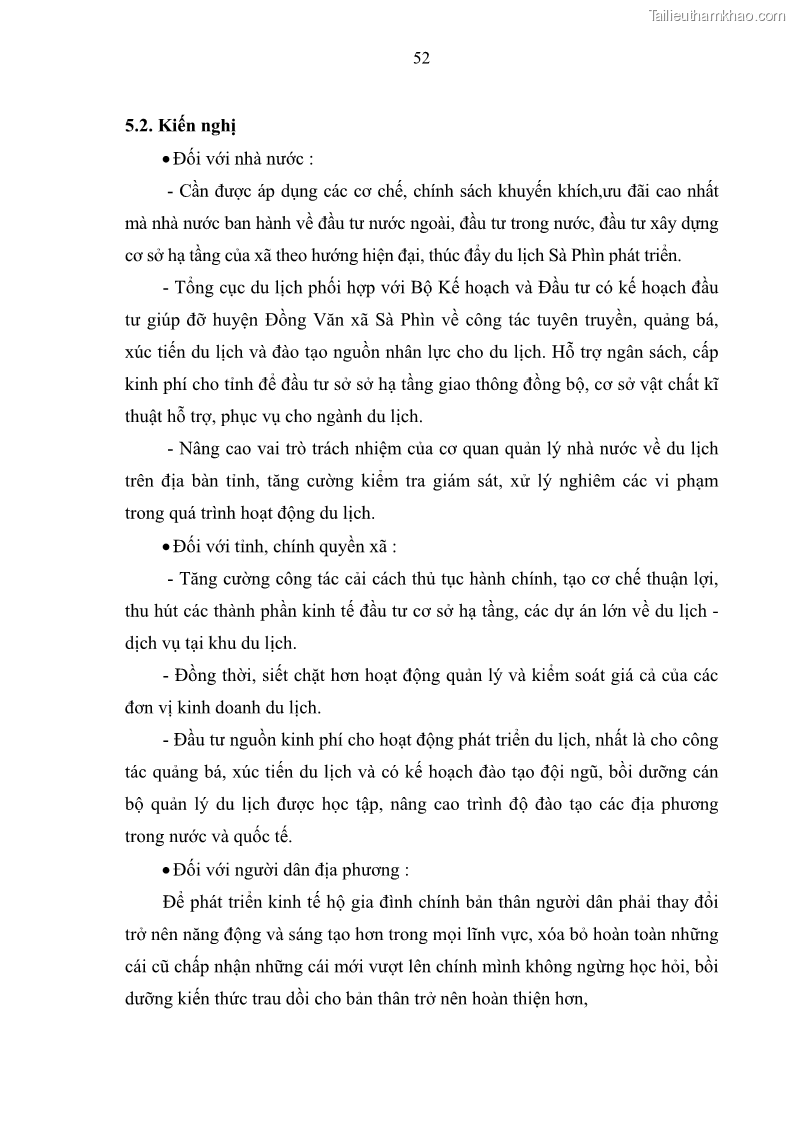 Khoá luận tốt nghiệp đại học Giải pháp phát triển du lịch cộng đồng tại địa bàn xã Sà Phìn, huyện Đồng Văn, tỉnh Hà Giang - 5 Trang 60