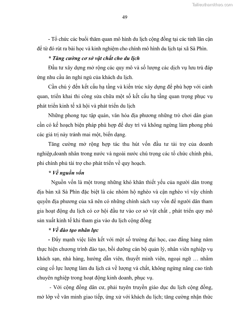 Khoá luận tốt nghiệp đại học Giải pháp phát triển du lịch cộng đồng tại địa bàn xã Sà Phìn, huyện Đồng Văn, tỉnh Hà Giang - 5 Trang 57