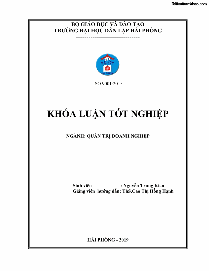 Khóa luận tốt nghiệp quản trị doanh nghiệp Hoàn thiện công tác marketing tại Công ty TNHH thương mại dịch vụ du lịch Khánh Trình - 1 Trang 1