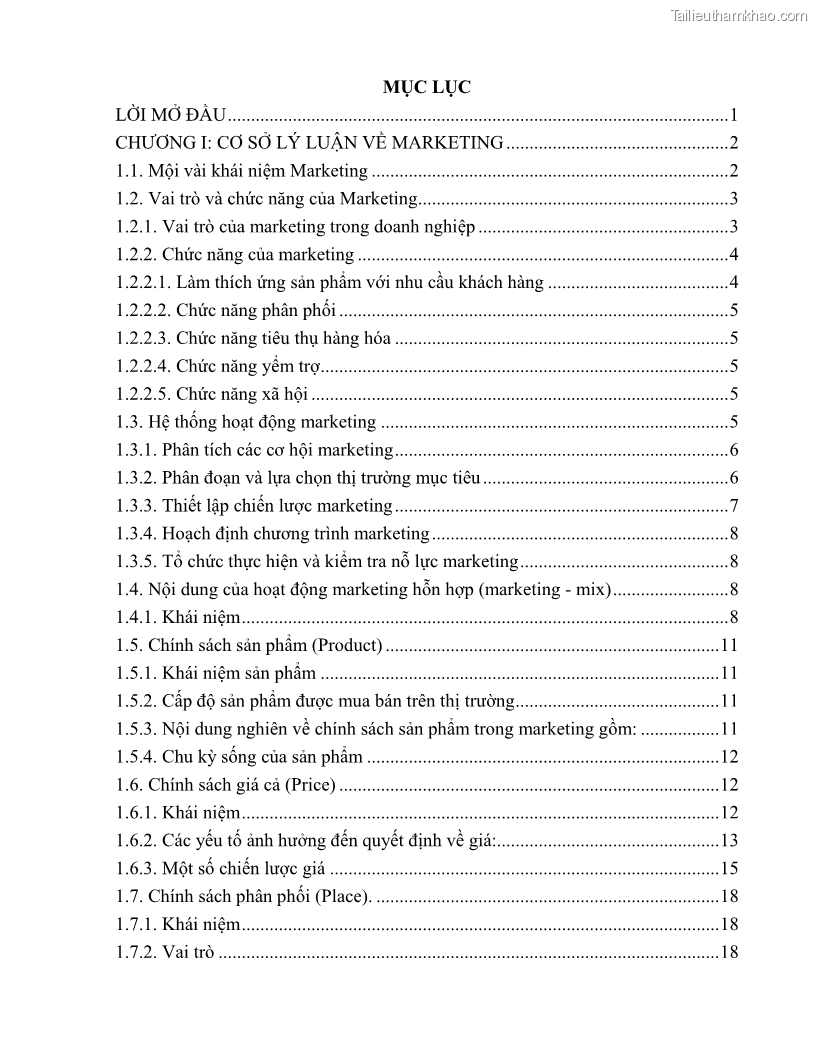 Khóa luận tốt nghiệp quản trị doanh nghiệp Hoàn thiện công tác marketing tại Công ty TNHH thương mại dịch vụ du lịch Khánh Trình - 1 Trang 7