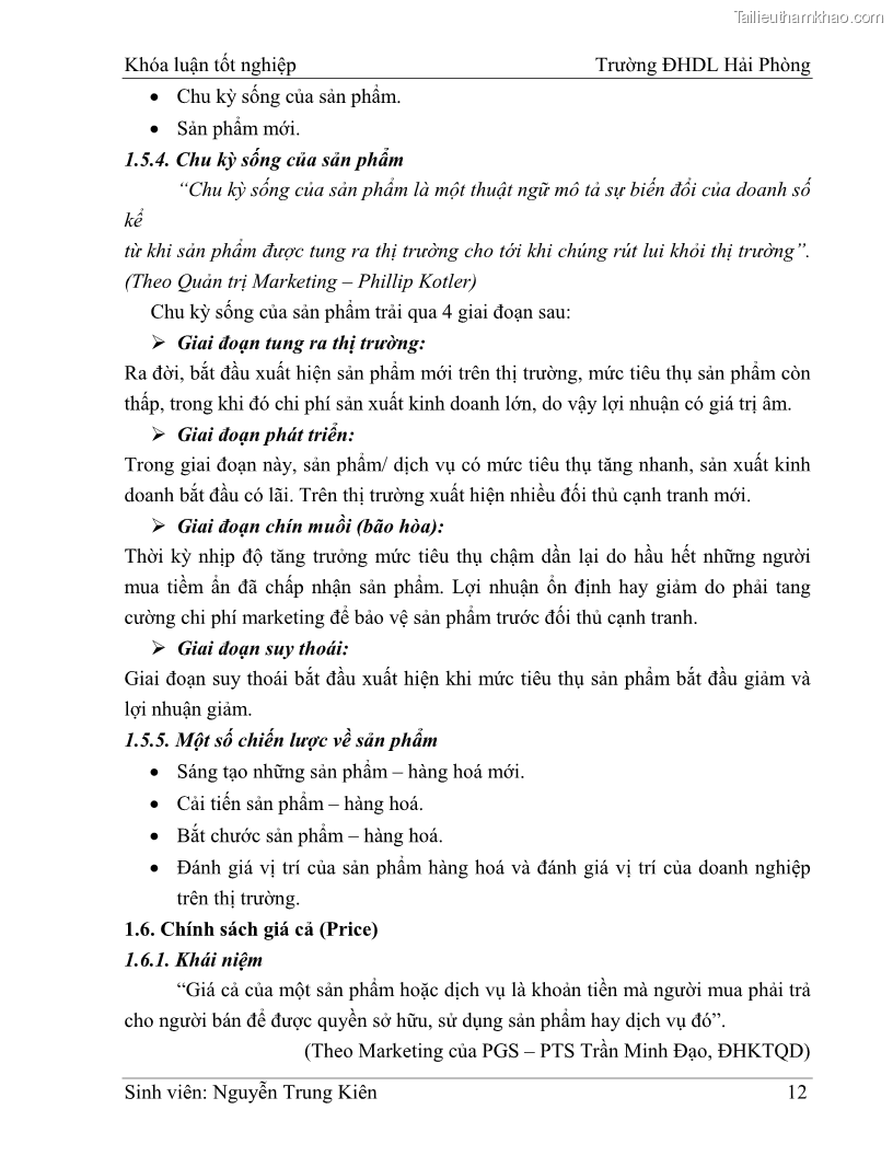Khóa luận tốt nghiệp quản trị doanh nghiệp Hoàn thiện công tác marketing tại Công ty TNHH thương mại dịch vụ du lịch Khánh Trình - 2 Trang 22