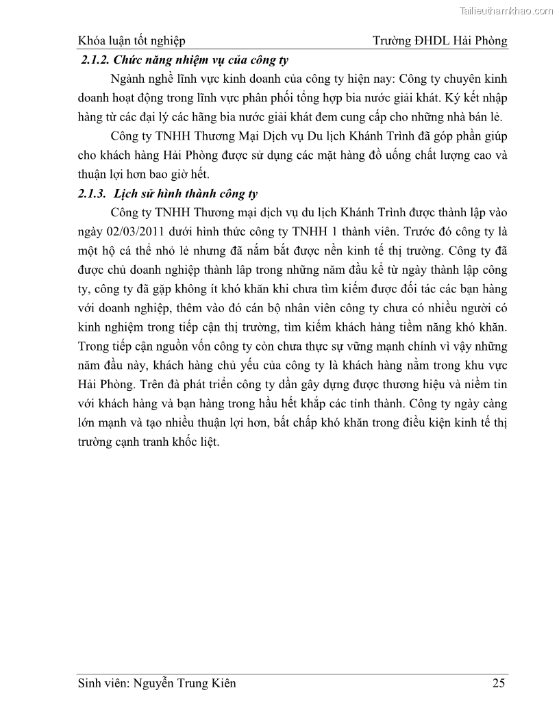 Khóa luận tốt nghiệp quản trị doanh nghiệp Hoàn thiện công tác marketing tại Công ty TNHH thương mại dịch vụ du lịch Khánh Trình - 3 Trang 35