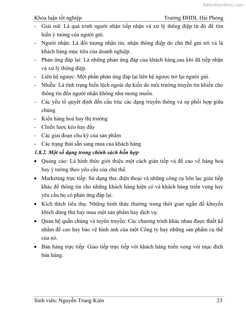 Khóa luận tốt nghiệp quản trị doanh nghiệp Hoàn thiện công tác marketing tại Công ty TNHH thương mại dịch vụ du lịch Khánh Trình - 3 Trang 33