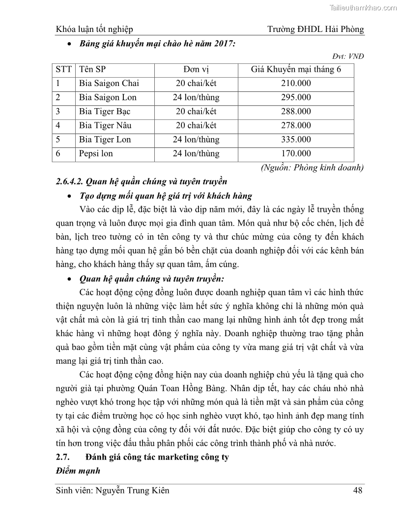 Khóa luận tốt nghiệp quản trị doanh nghiệp Hoàn thiện công tác marketing tại Công ty TNHH thương mại dịch vụ du lịch Khánh Trình - 5 Trang 58