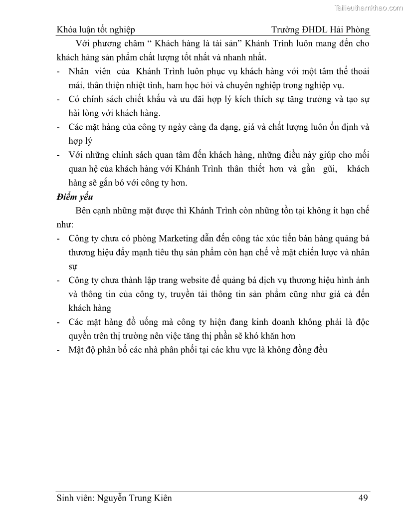 Khóa luận tốt nghiệp quản trị doanh nghiệp Hoàn thiện công tác marketing tại Công ty TNHH thương mại dịch vụ du lịch Khánh Trình - 5 Trang 59