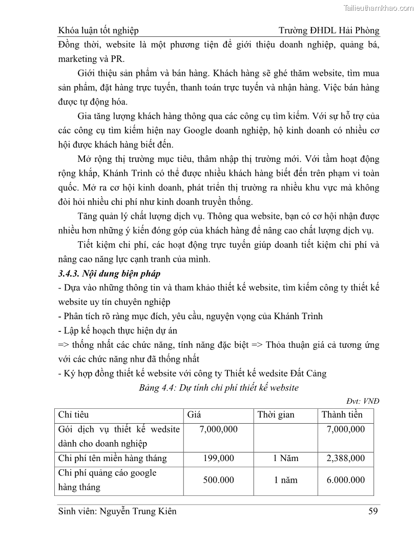 Khóa luận tốt nghiệp quản trị doanh nghiệp Hoàn thiện công tác marketing tại Công ty TNHH thương mại dịch vụ du lịch Khánh Trình - 6 Trang 69