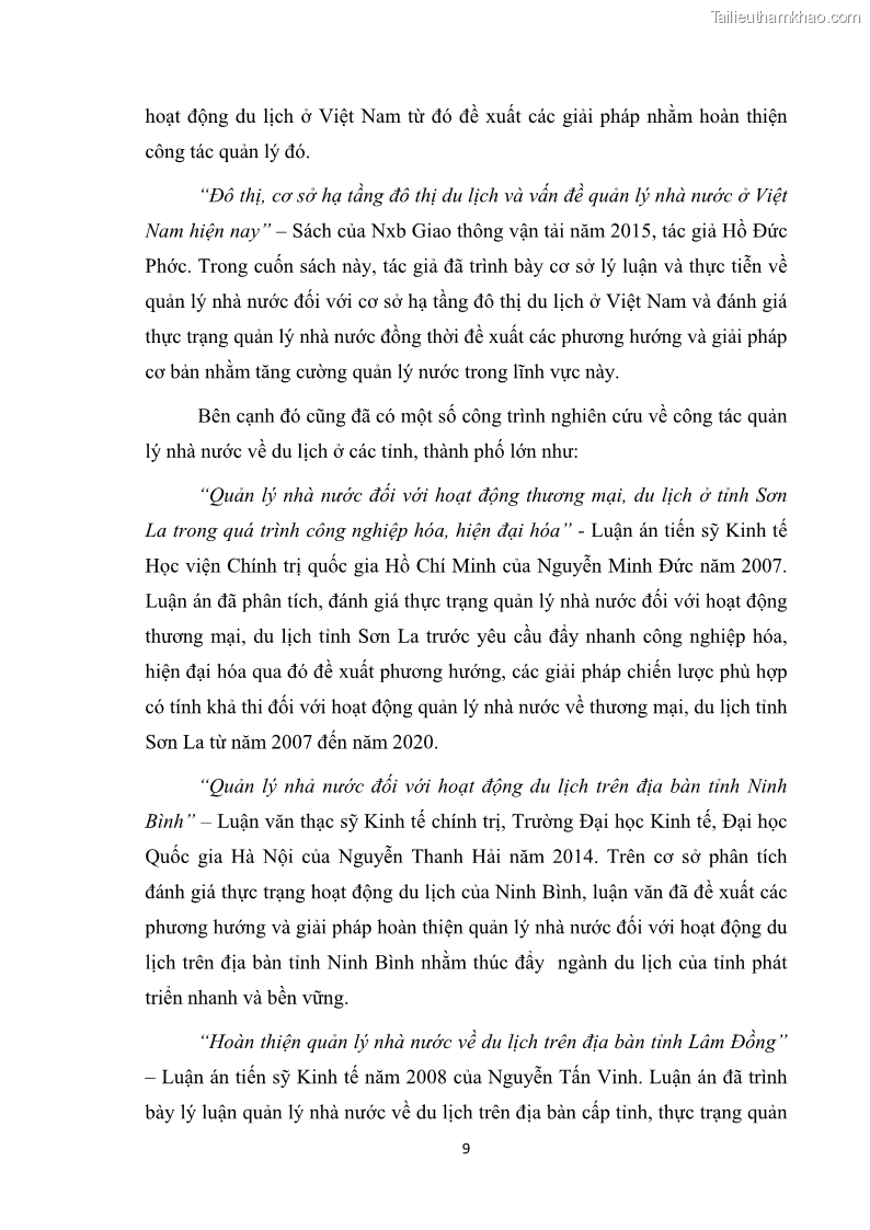 Luận văn thạc sĩ du lịch Nghiên cứu công tác quản lý nhà nước về du lịch ở khu vực phố cổ Hà Nội - 1 Trang 11