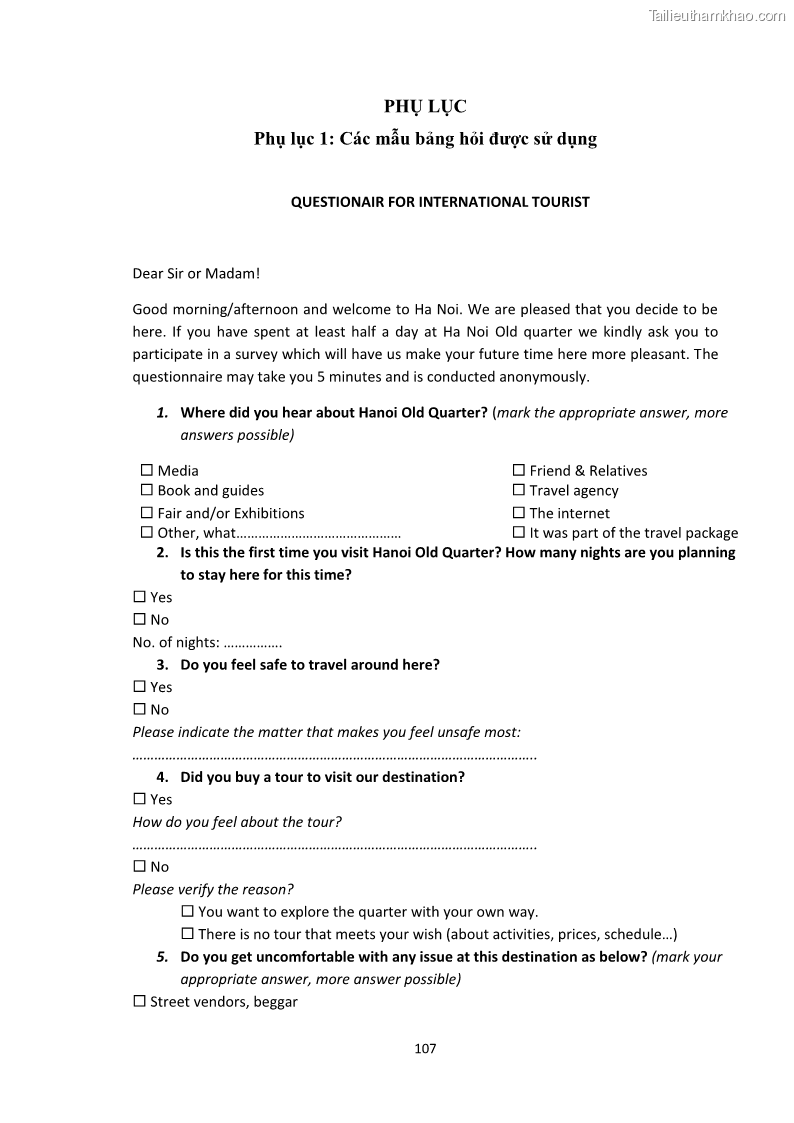 Luận văn thạc sĩ du lịch Nghiên cứu công tác quản lý nhà nước về du lịch ở khu vực phố cổ Hà Nội - 10 Trang 109