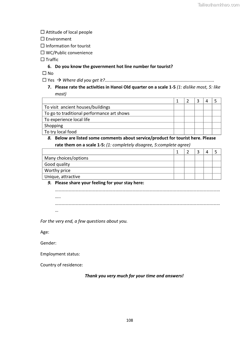 Luận văn thạc sĩ du lịch Nghiên cứu công tác quản lý nhà nước về du lịch ở khu vực phố cổ Hà Nội - 10 Trang 110