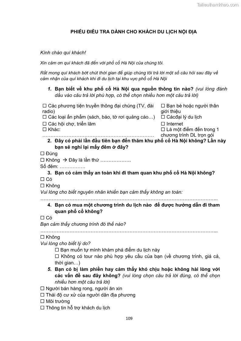 Luận văn thạc sĩ du lịch Nghiên cứu công tác quản lý nhà nước về du lịch ở khu vực phố cổ Hà Nội - 10 Trang 111