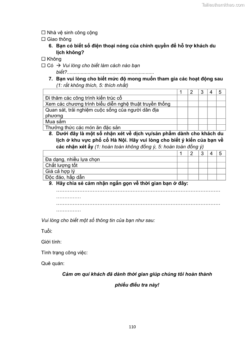 Luận văn thạc sĩ du lịch Nghiên cứu công tác quản lý nhà nước về du lịch ở khu vực phố cổ Hà Nội - 10 Trang 112