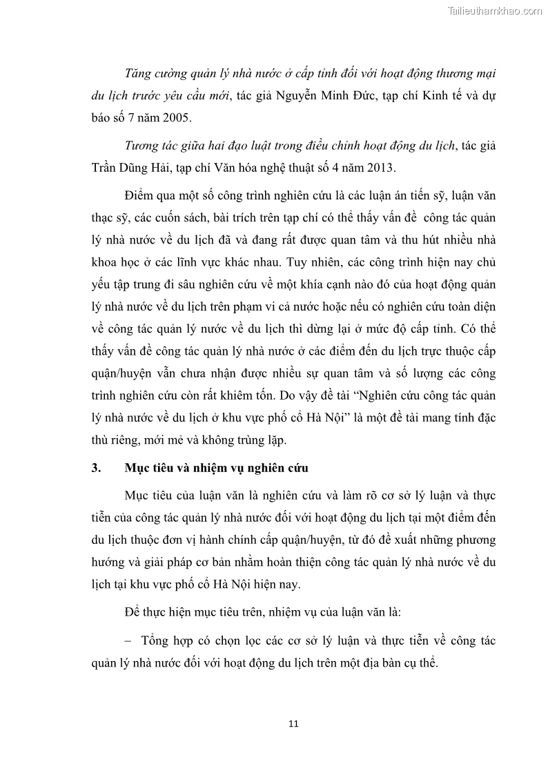 Luận văn thạc sĩ du lịch Nghiên cứu công tác quản lý nhà nước về du lịch ở khu vực phố cổ Hà Nội - 2 Trang 13