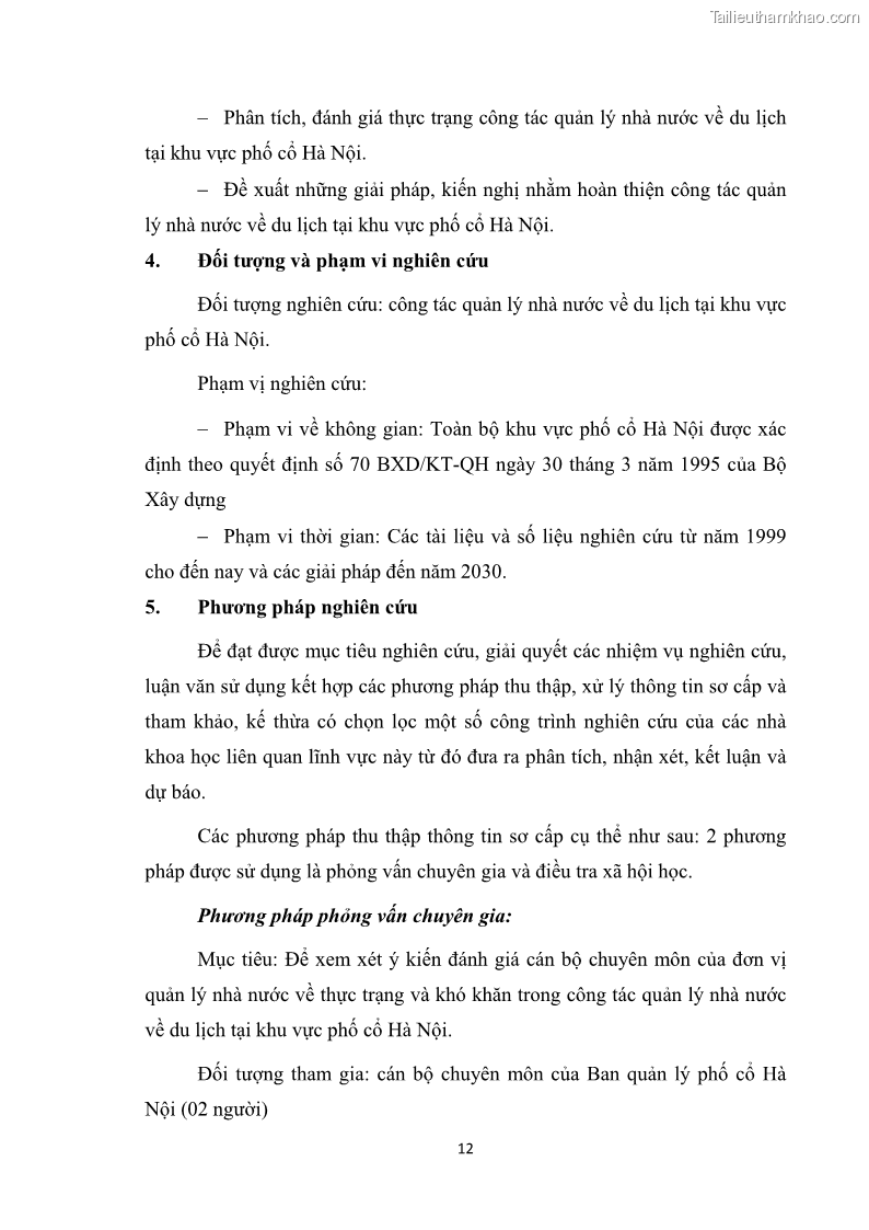 Luận văn thạc sĩ du lịch Nghiên cứu công tác quản lý nhà nước về du lịch ở khu vực phố cổ Hà Nội - 2 Trang 14