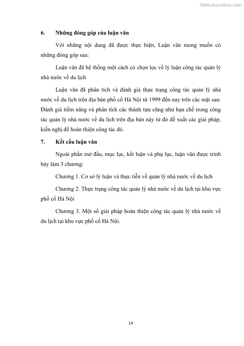 Luận văn thạc sĩ du lịch Nghiên cứu công tác quản lý nhà nước về du lịch ở khu vực phố cổ Hà Nội - 2 Trang 16