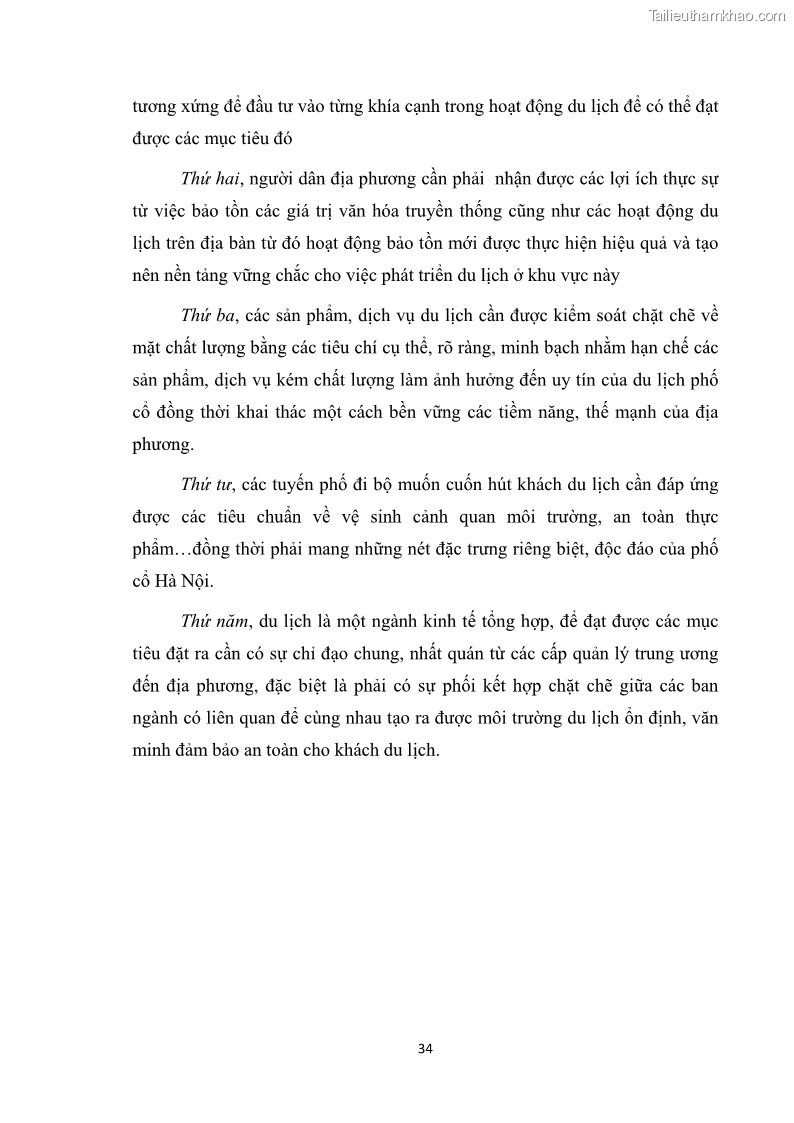 Luận văn thạc sĩ du lịch Nghiên cứu công tác quản lý nhà nước về du lịch ở khu vực phố cổ Hà Nội - 3 Trang 36