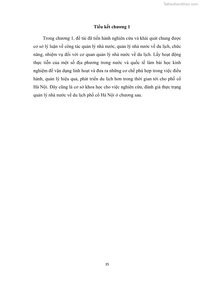 Luận văn thạc sĩ du lịch Nghiên cứu công tác quản lý nhà nước về du lịch ở khu vực phố cổ Hà Nội - 4 Trang 37