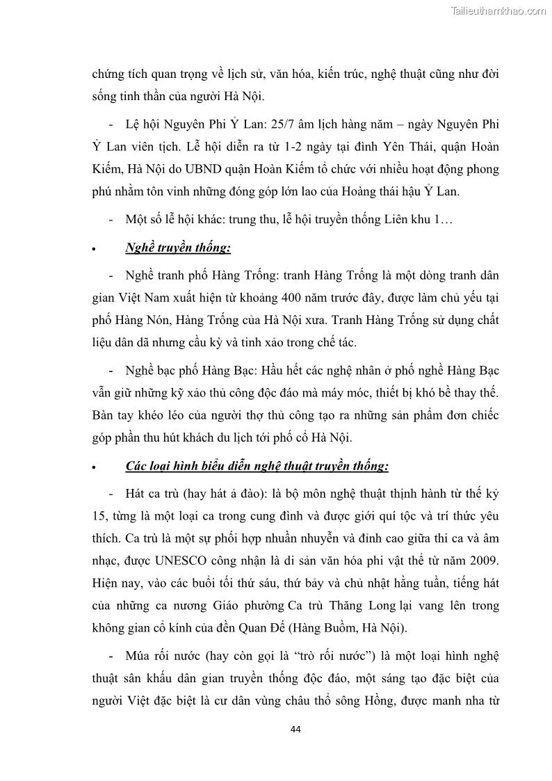 Luận văn thạc sĩ du lịch Nghiên cứu công tác quản lý nhà nước về du lịch ở khu vực phố cổ Hà Nội - 4 Trang 46