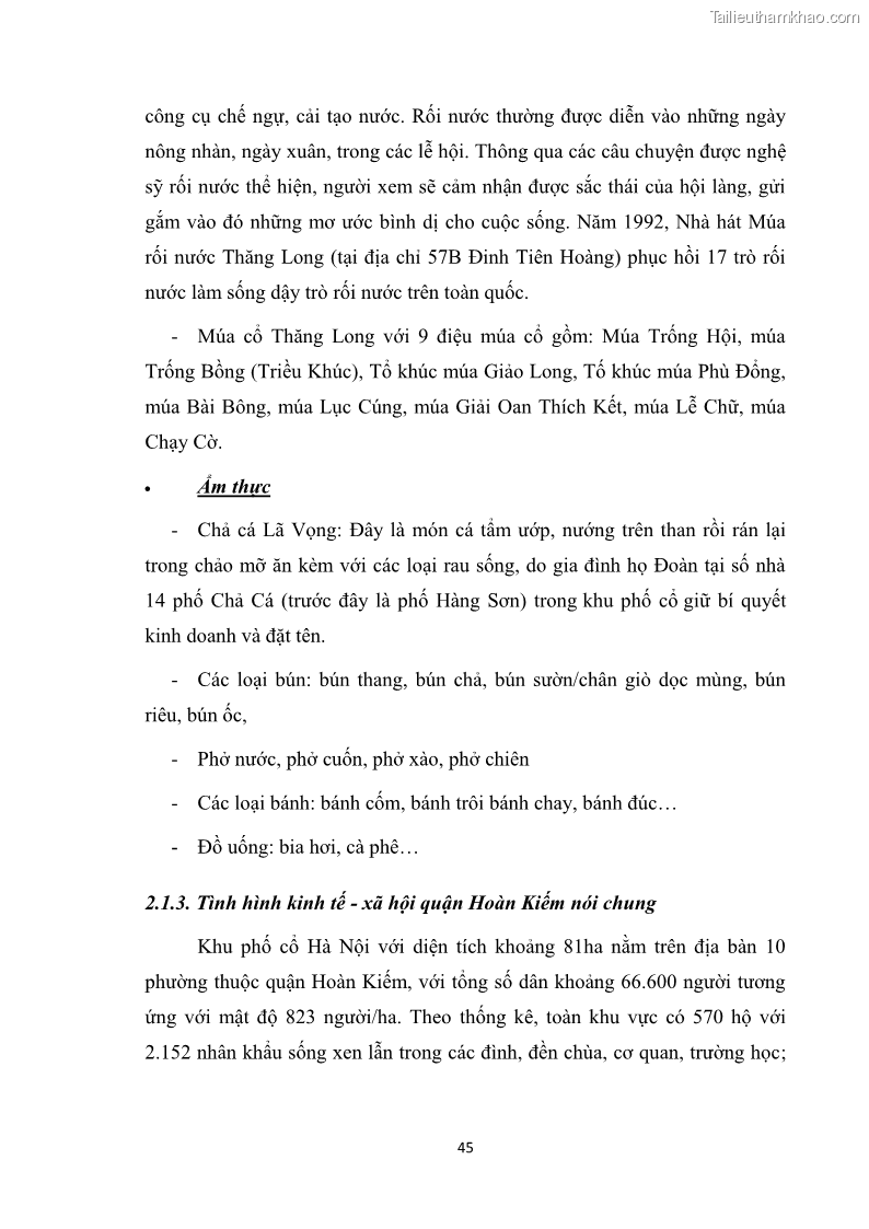Luận văn thạc sĩ du lịch Nghiên cứu công tác quản lý nhà nước về du lịch ở khu vực phố cổ Hà Nội - 4 Trang 47
