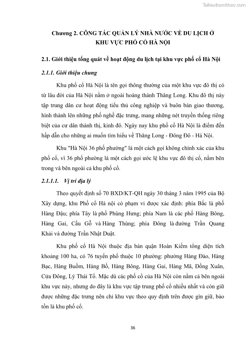 Luận văn thạc sĩ du lịch Nghiên cứu công tác quản lý nhà nước về du lịch ở khu vực phố cổ Hà Nội - 4 Trang 38