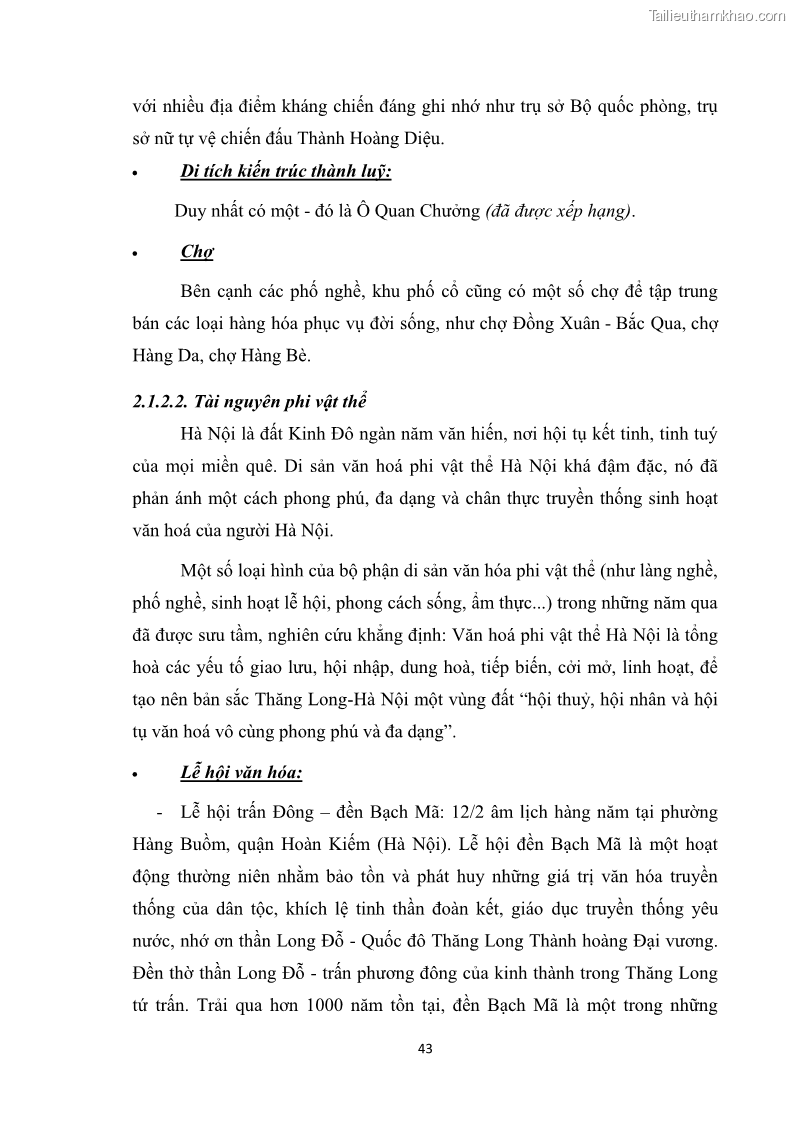 Luận văn thạc sĩ du lịch Nghiên cứu công tác quản lý nhà nước về du lịch ở khu vực phố cổ Hà Nội - 4 Trang 45