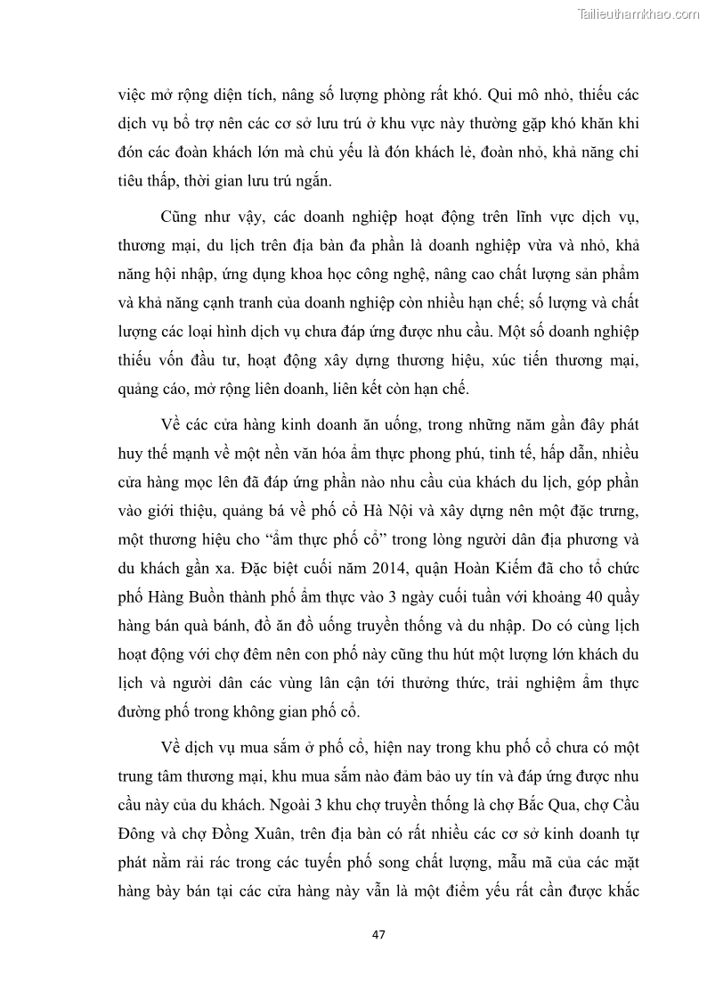 Luận văn thạc sĩ du lịch Nghiên cứu công tác quản lý nhà nước về du lịch ở khu vực phố cổ Hà Nội - 5 Trang 49