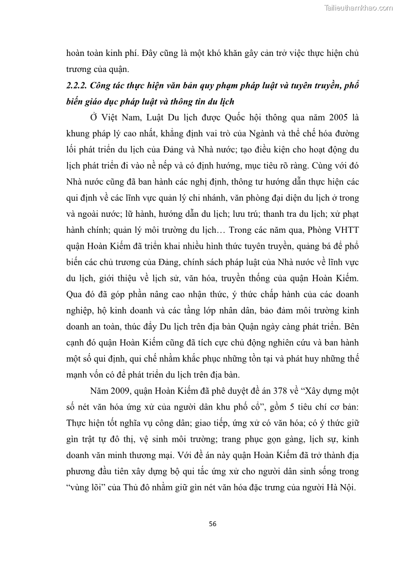 Luận văn thạc sĩ du lịch Nghiên cứu công tác quản lý nhà nước về du lịch ở khu vực phố cổ Hà Nội - 5 Trang 58