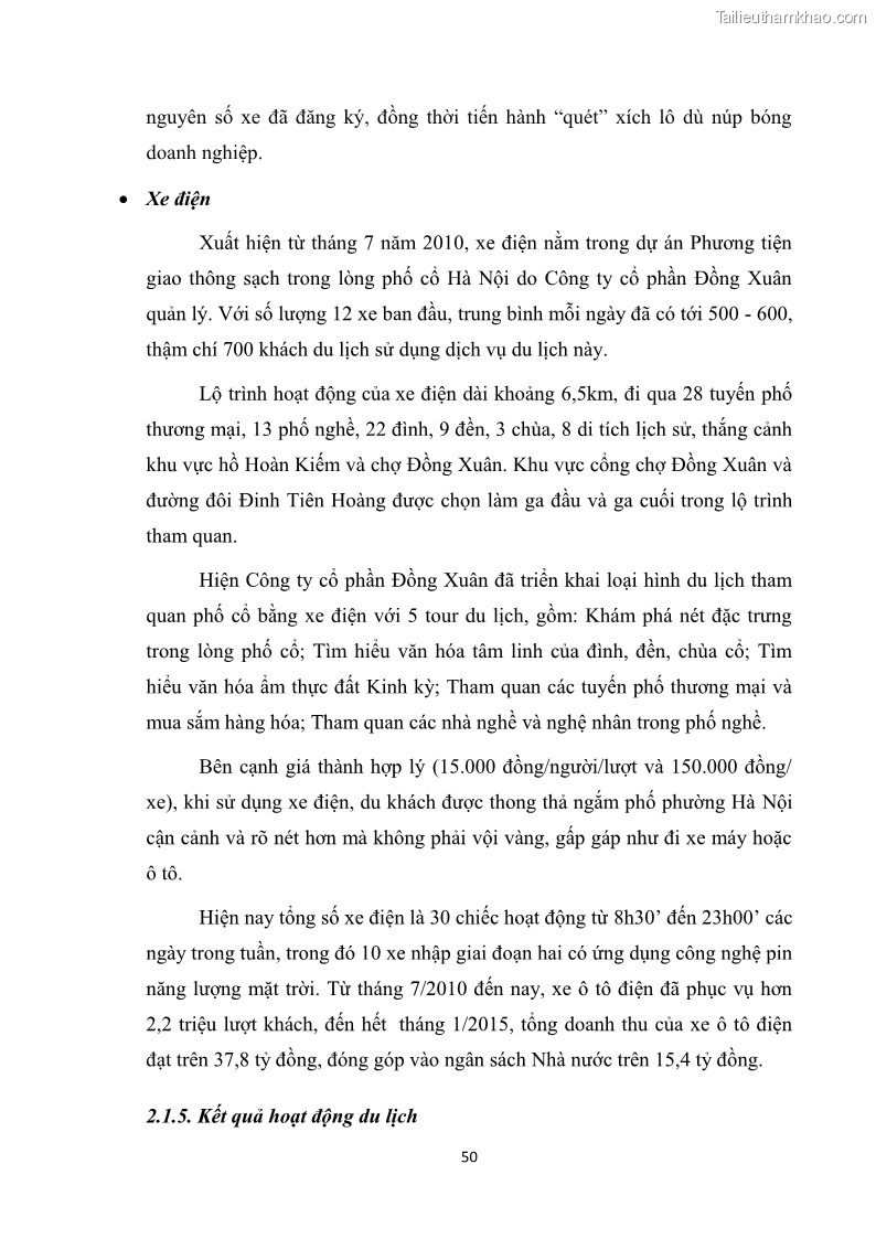Luận văn thạc sĩ du lịch Nghiên cứu công tác quản lý nhà nước về du lịch ở khu vực phố cổ Hà Nội - 5 Trang 52
