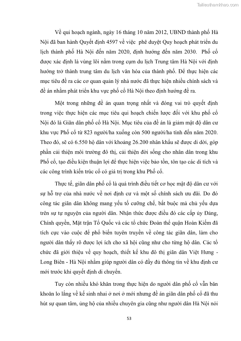 Luận văn thạc sĩ du lịch Nghiên cứu công tác quản lý nhà nước về du lịch ở khu vực phố cổ Hà Nội - 5 Trang 55